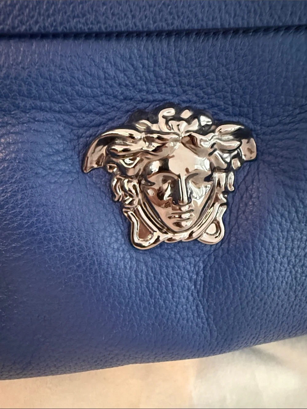 New Versace Royal Blue Leather Medusa Backpack
